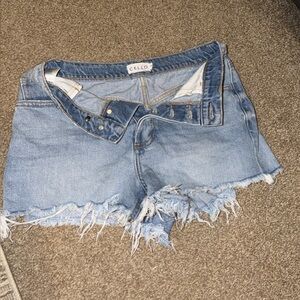 Cello Light Blue Frayed Hem Denim Shorts